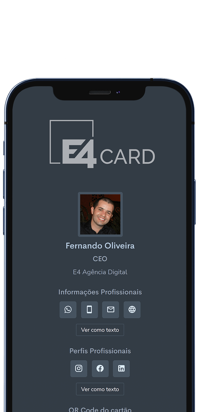 Exemplo do E4Card no celular